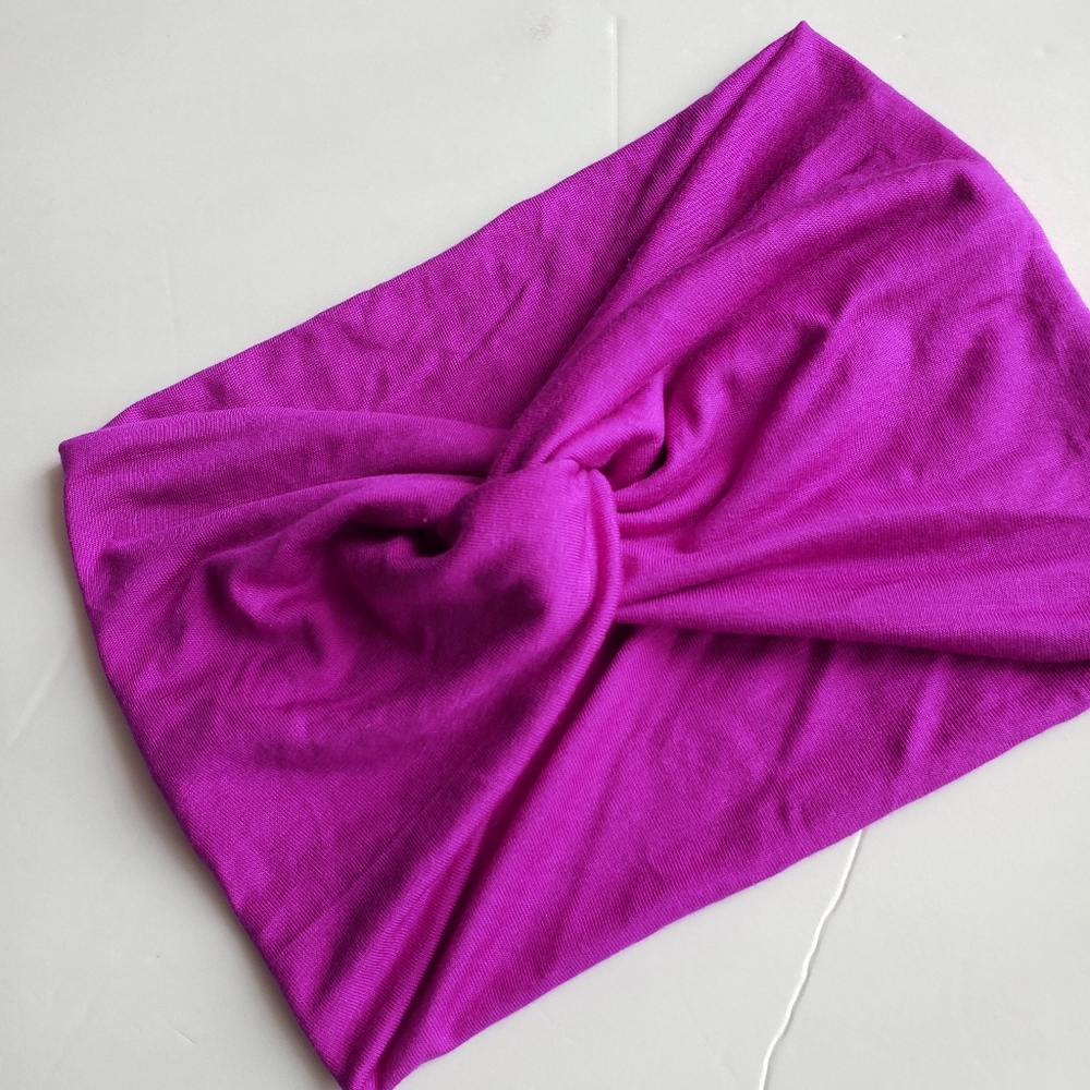 Raspberry Wide Jersey Knit Turban Headband